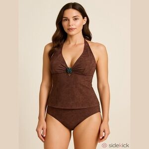 Magicsuit Brown Faux Suede Tankini Set Size 8